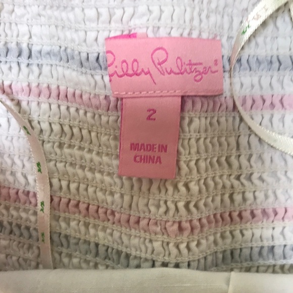LILLY PULITZER Size 2 white multi striped strapless dress - Picture 4 of 8
